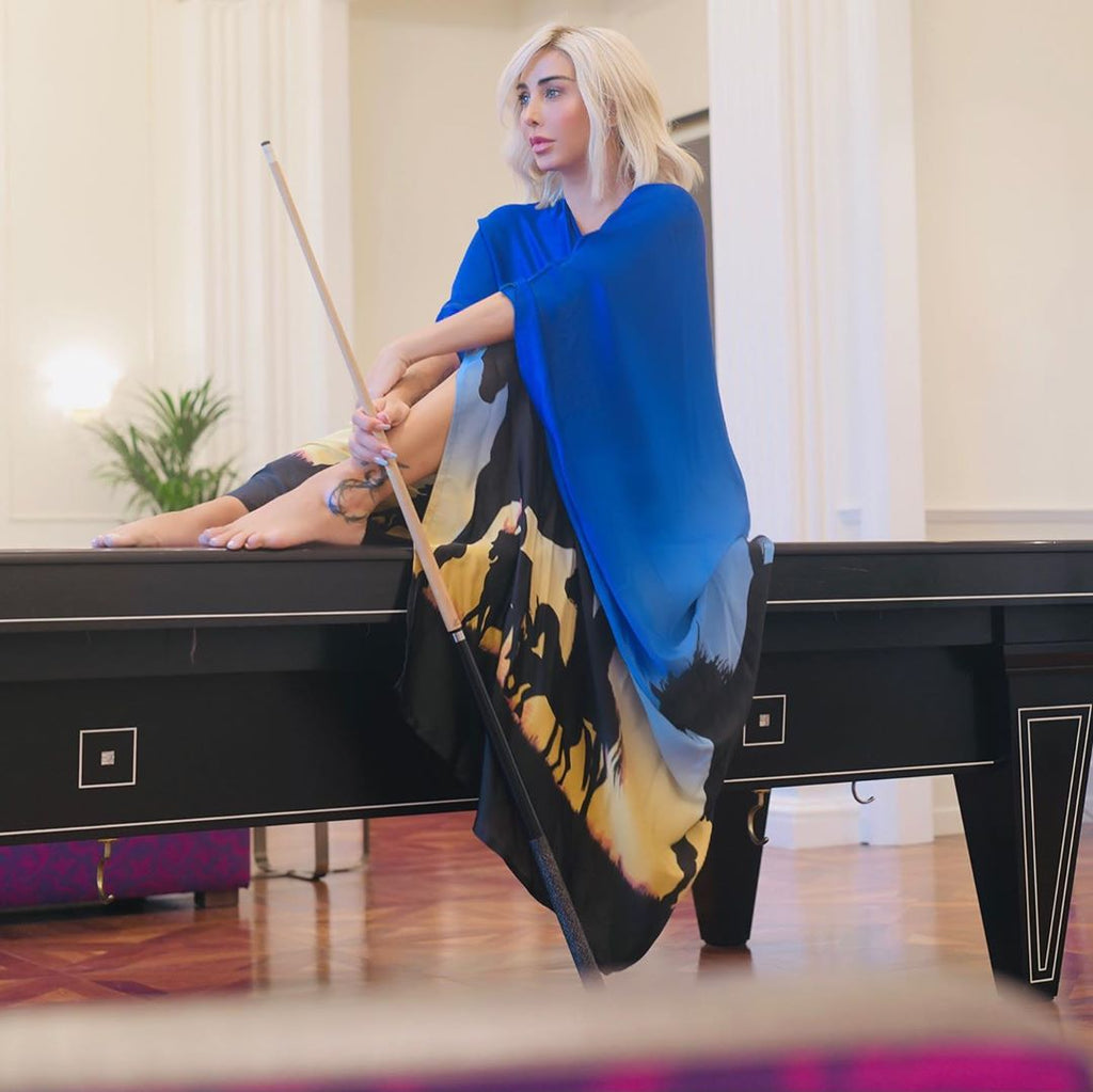 Blue Horse Print Cape HCC-0004