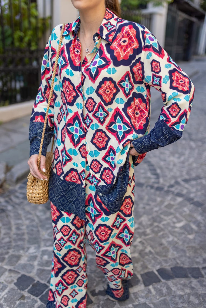 Floral Patterned Shirt Suit HCS-0050