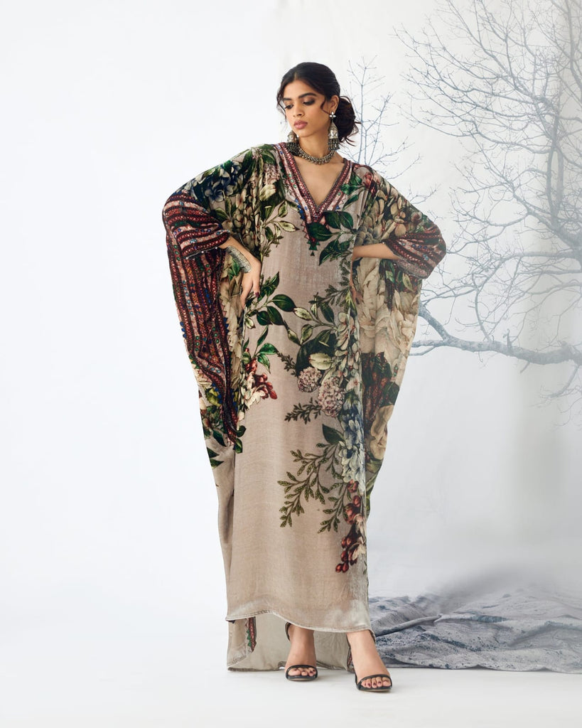 Taupe Velvet Kaftan HVC-0035