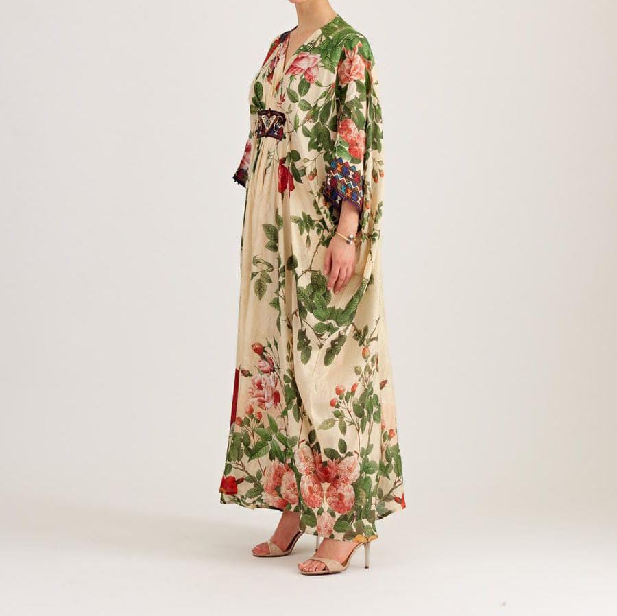 Butter Floral Long Kaftan AUG-0003