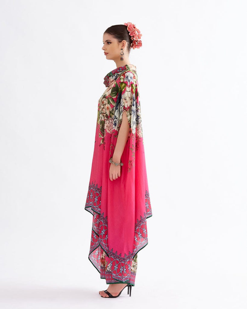 Fuchsia Owl Neck Kaftan Set HVF-0001