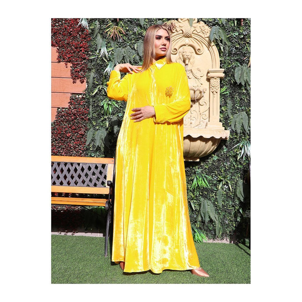 Yellow Velvet Gown HVC-0008