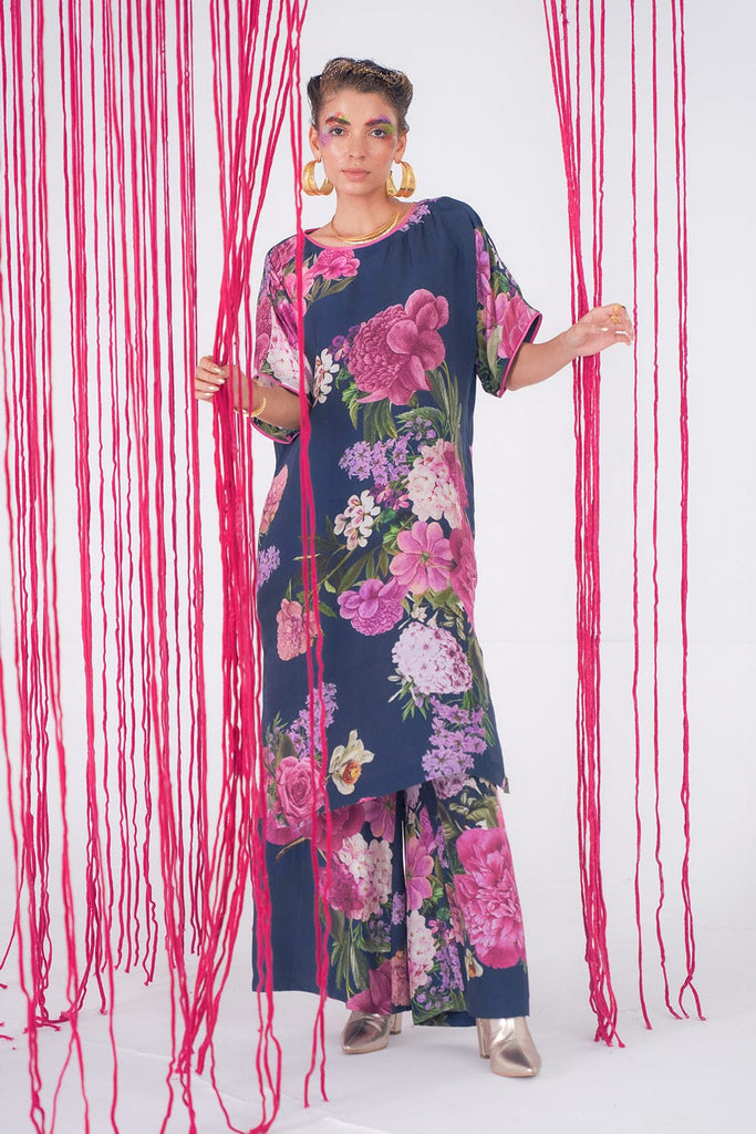 Indigo Kurta Kaftan With Palazzo HNL-0002