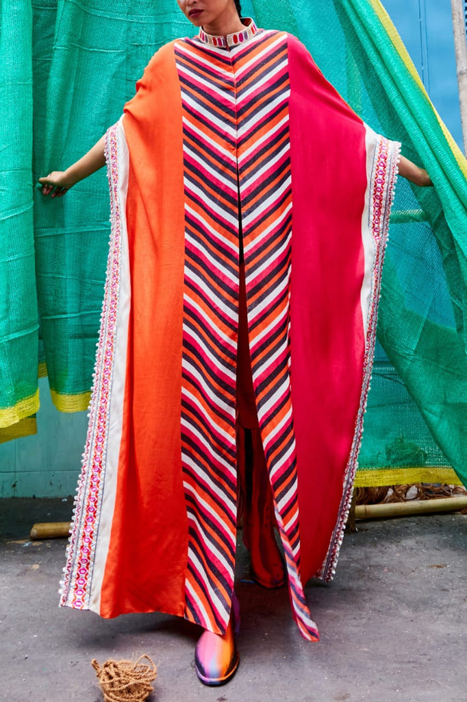 Multi Colour Striped Kaftan Set HMAY-0016
