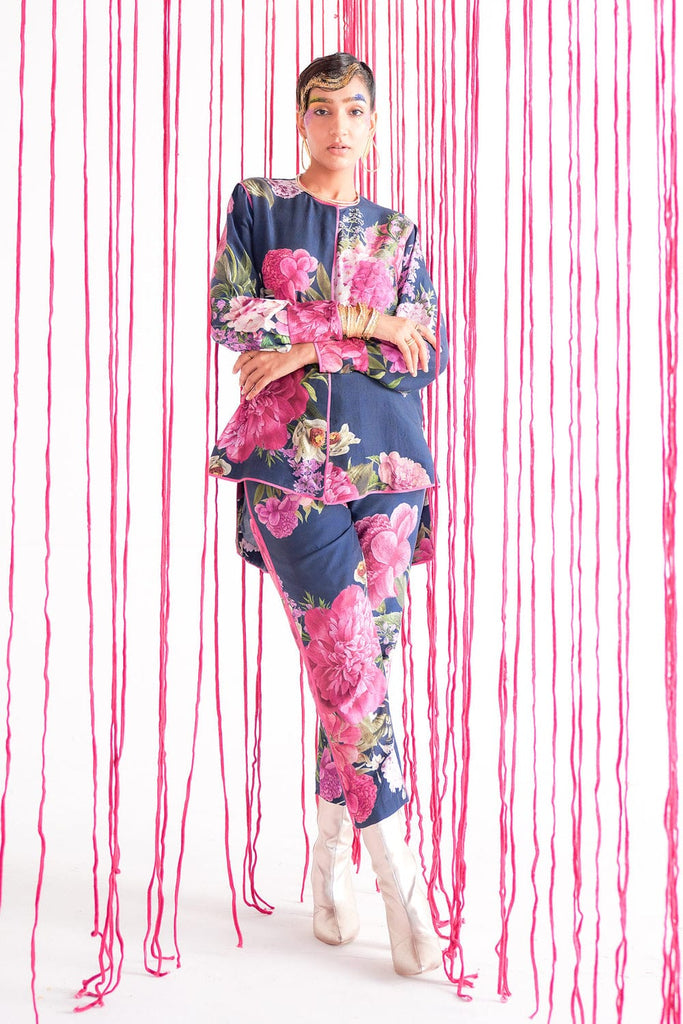 Indigo High-Low Shirt & Trouser HNL-0005