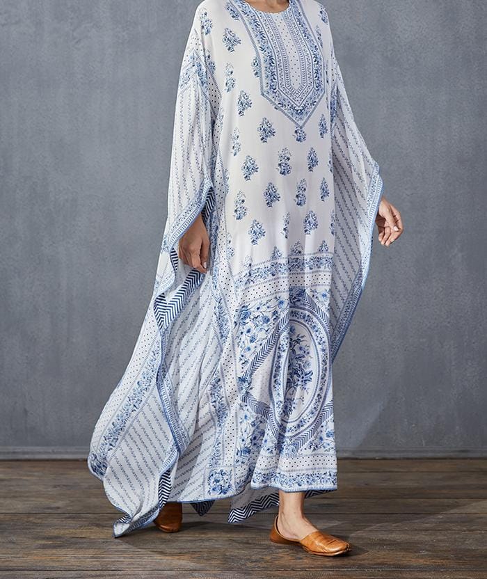 Floral Blue Kaftan HLK-0206
