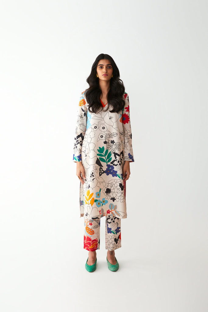 Floral Kurta Pant Set HED-0077