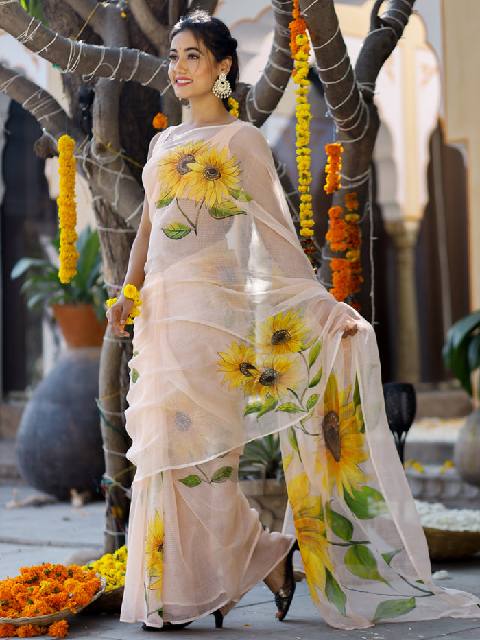 Print Sunflower Sari HSC-0008