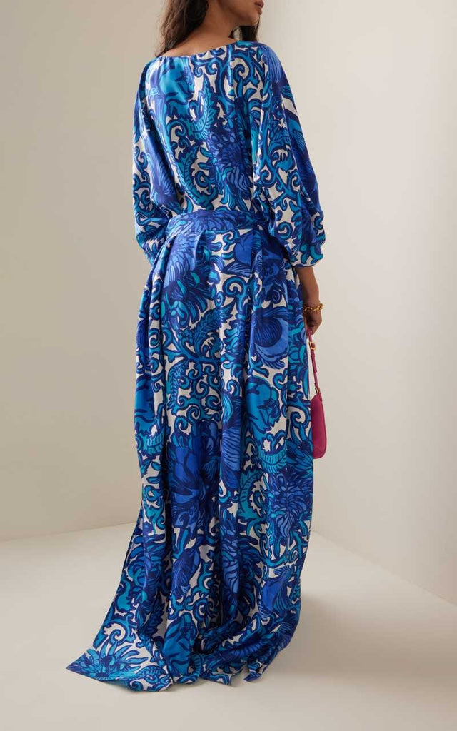 Blue Floral Kaftan HEK-0003