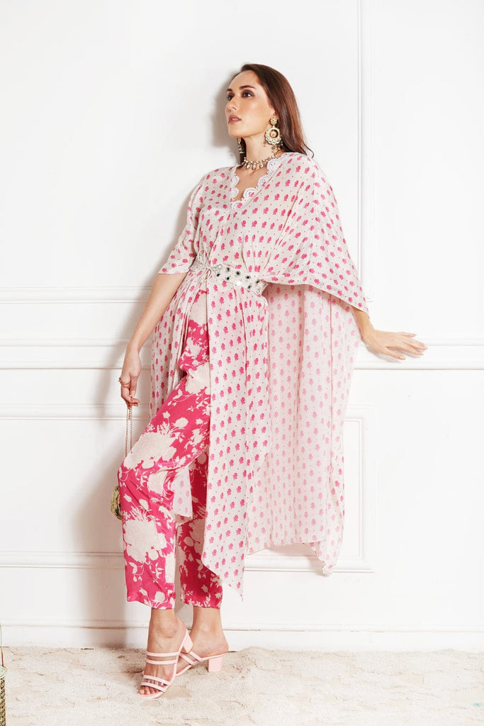 Fuchia Kaftan & Narrow Pant Set HEK-0006