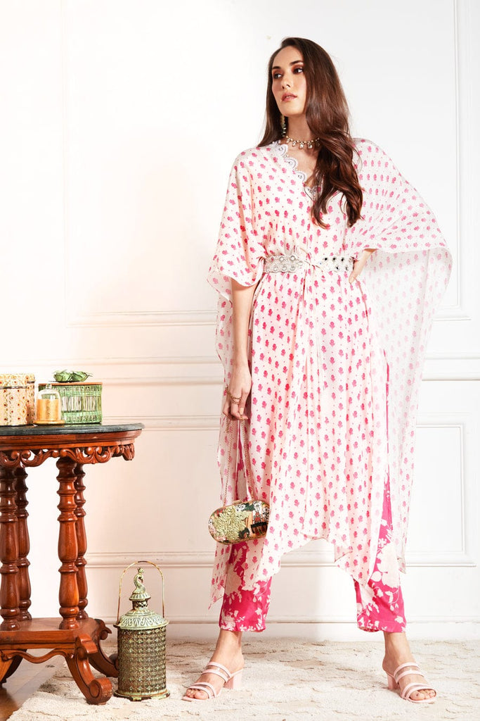 Fuchia Kaftan & Narrow Pant Set HEK-0006