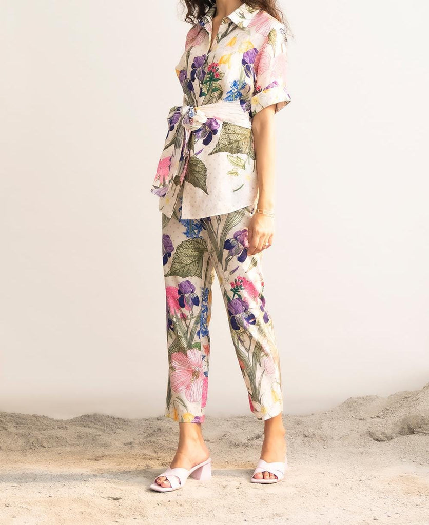 Printed Silk With Front Tie Up