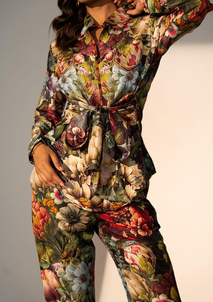 Printed Silk With Front Tie Up