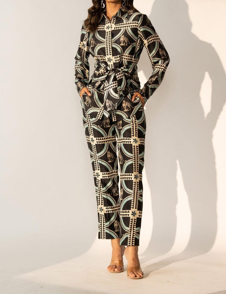 Printed Silk With Front Tie Up