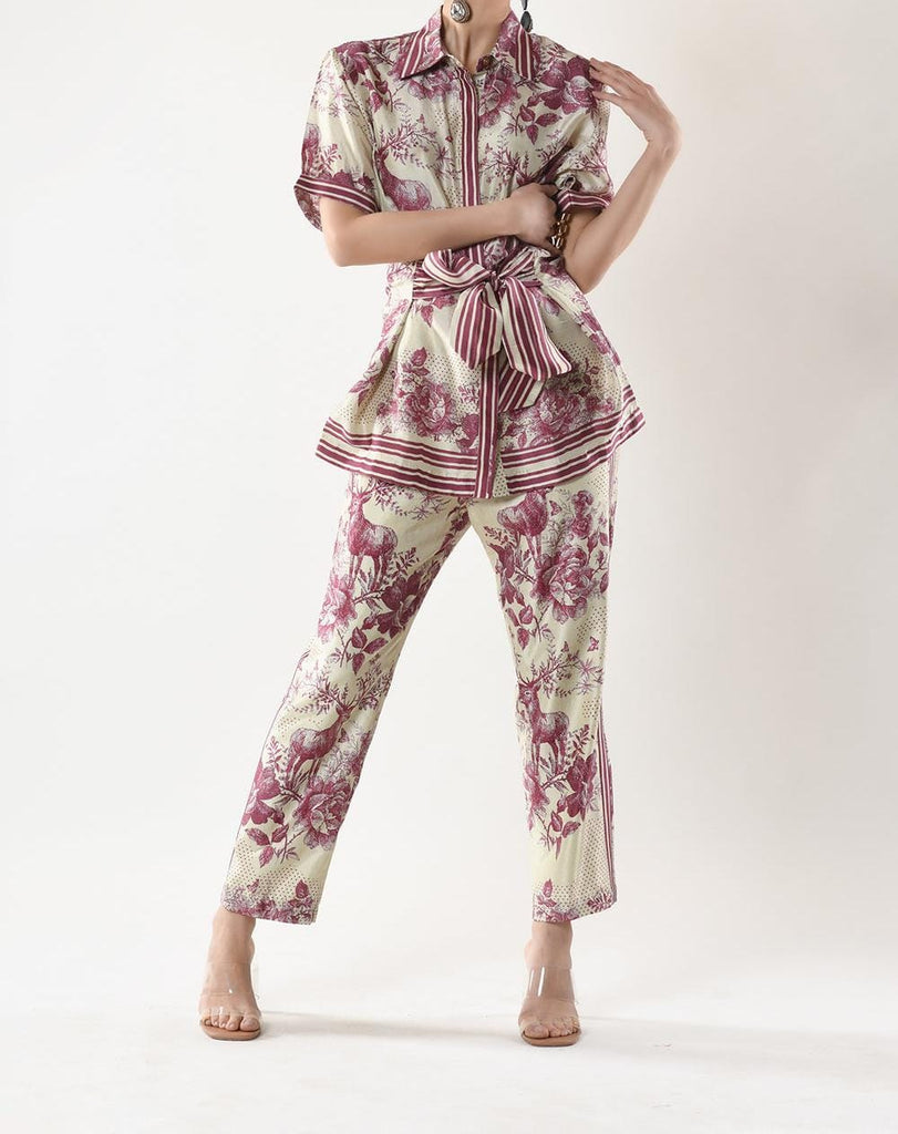 Pink Stag Silk With Front Tie Up