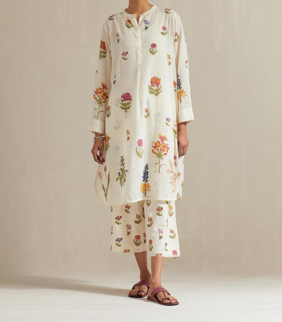 Off White Printed Kurta Set