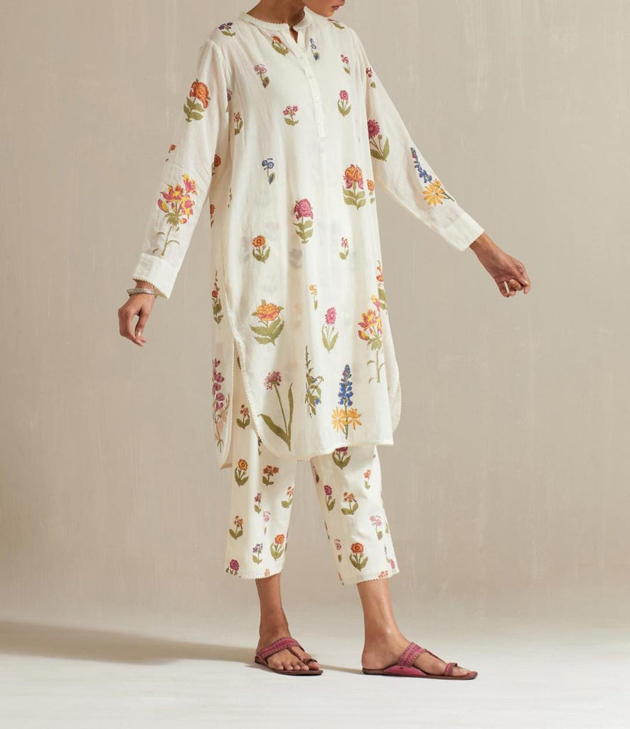 Off White Printed Kurta Set