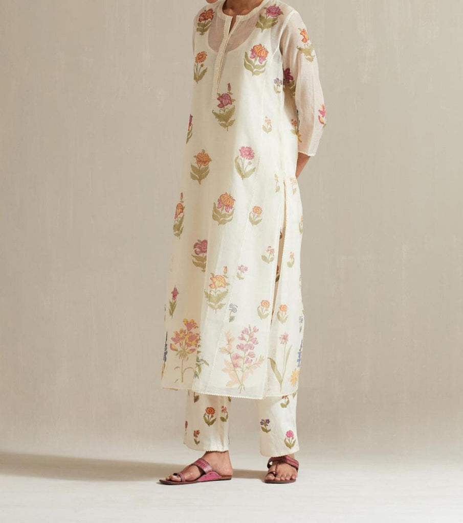 Off White Printed Kurta Set Design 2