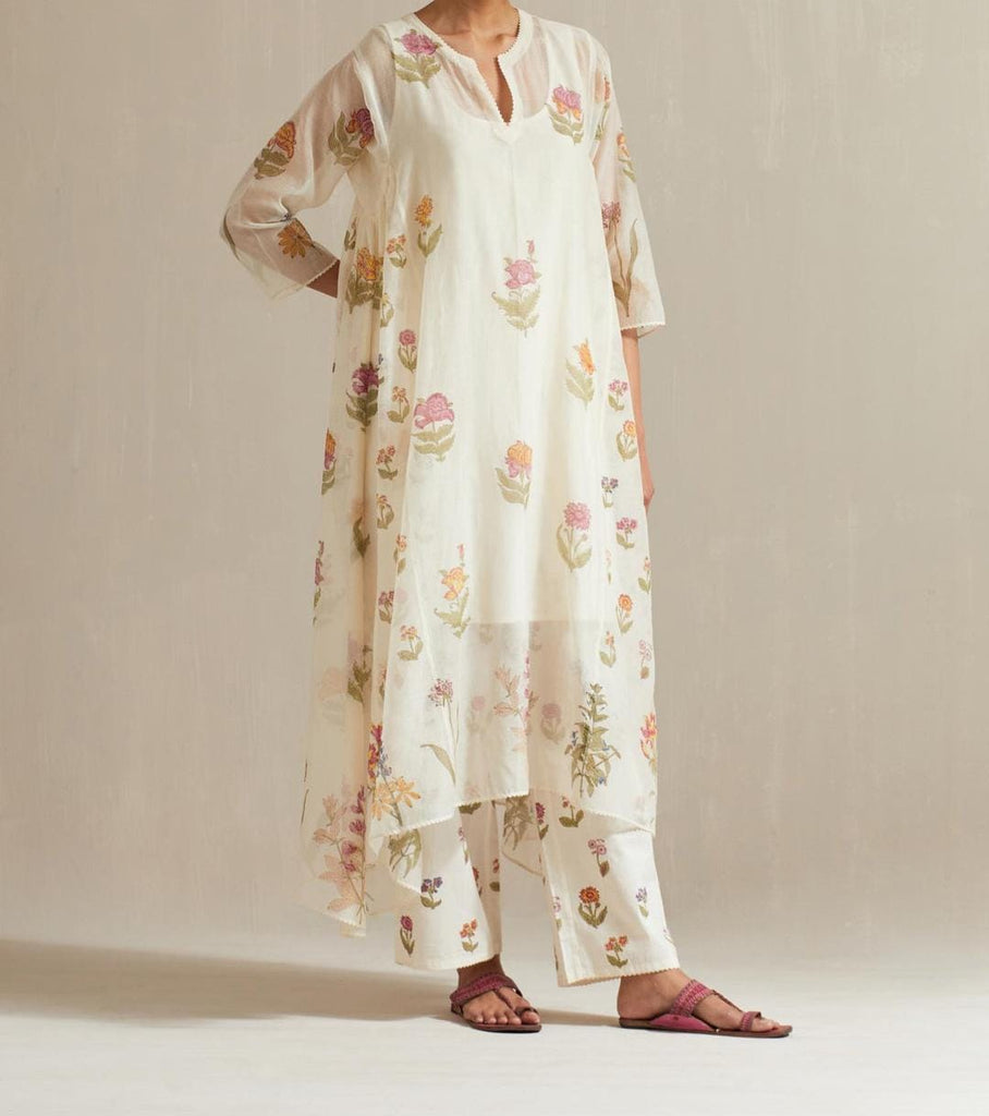 Off White Printed Kurta Set Design 3