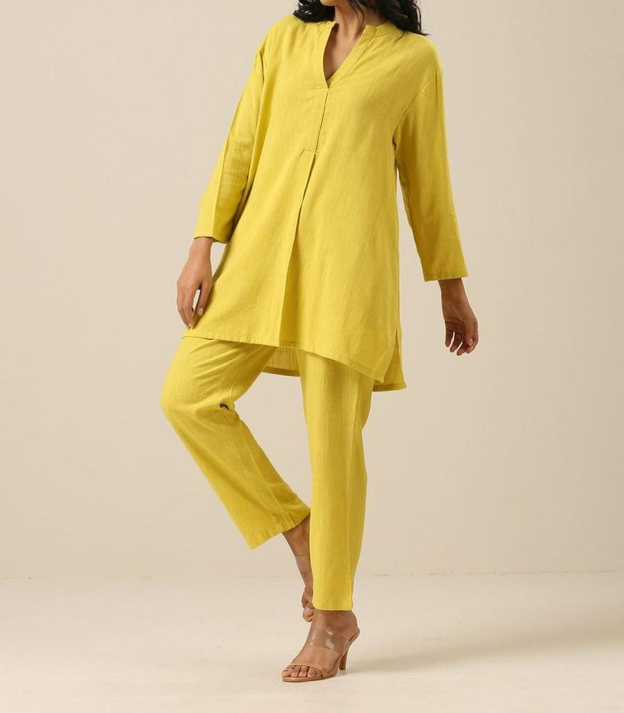 Classic Lime Slub Relax Fit Kurta Pant