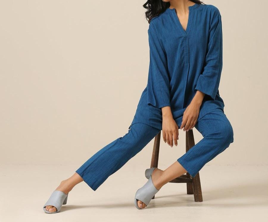 Classic Teal Slub Relax Fit