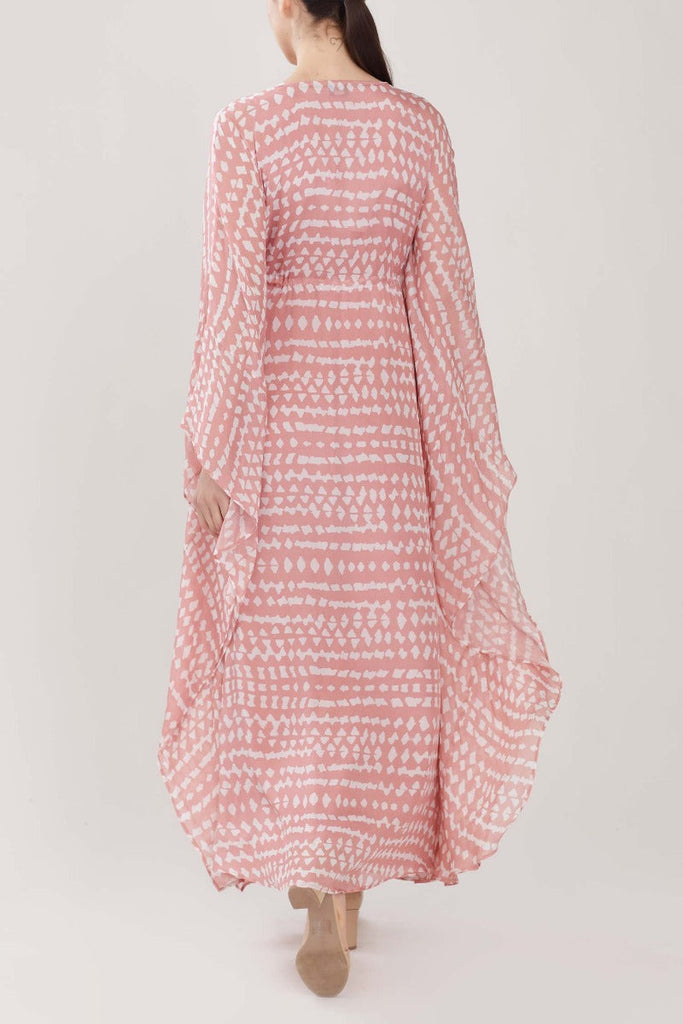 Abstract Pink Long Kaftan HLK-0169