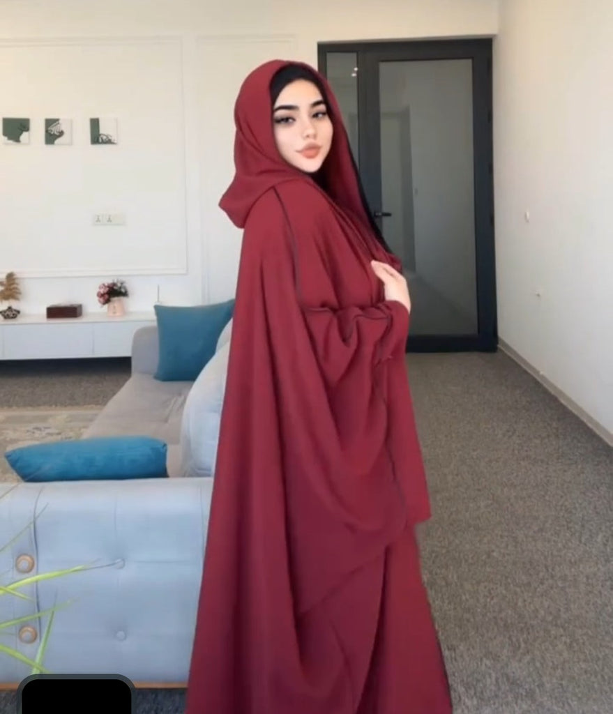 Maroon Hoodie Abaya