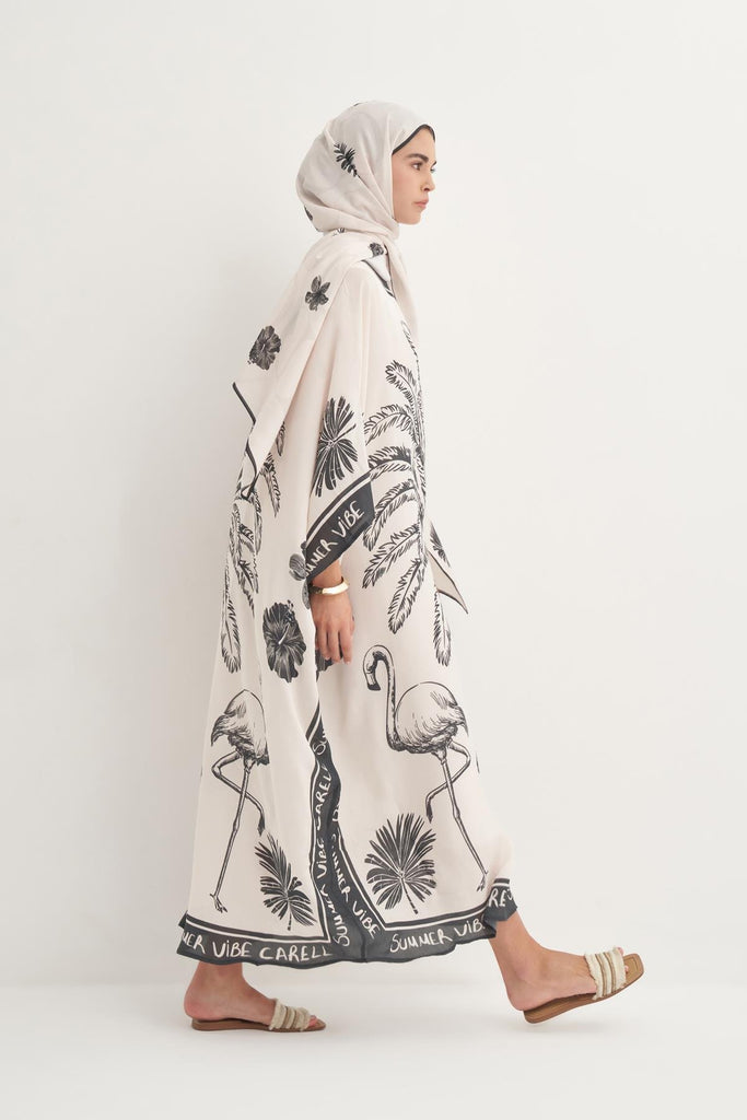 Abaya kaftan black and white 1