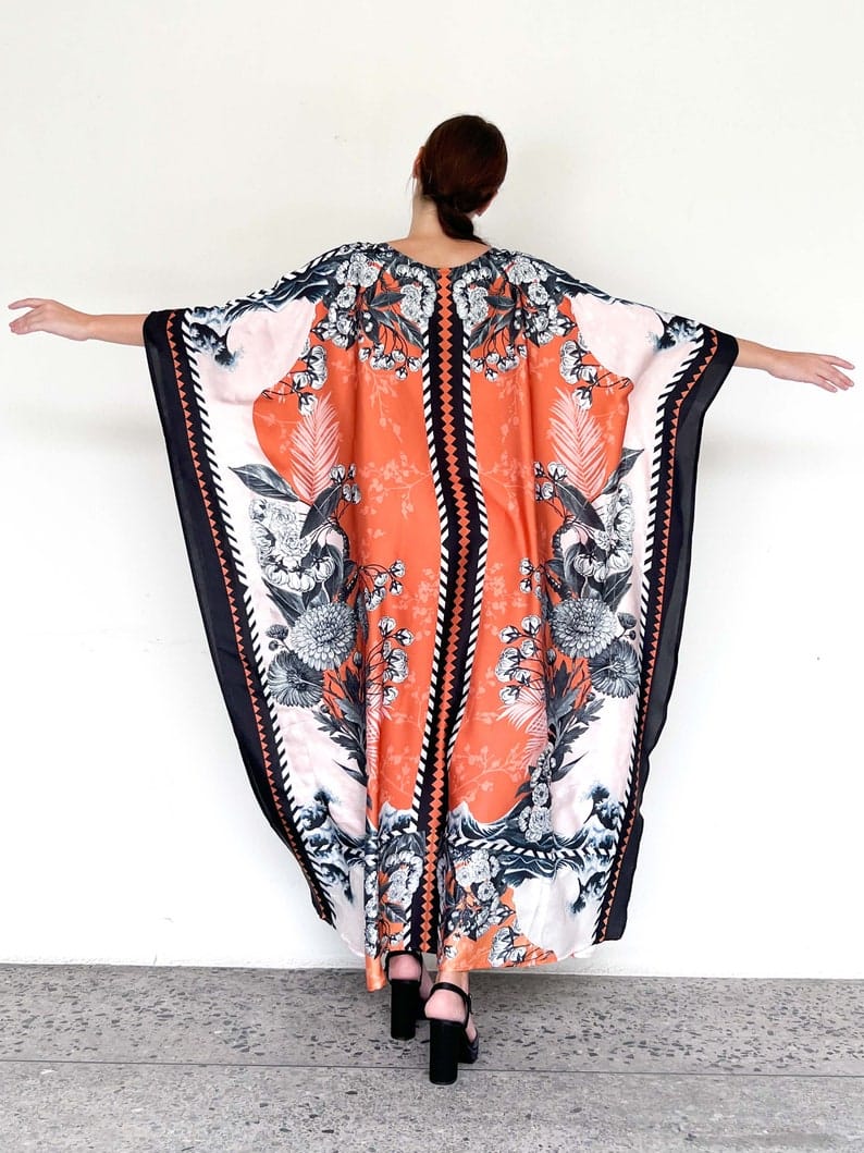 Orange Floral Kaftan HSK-0015