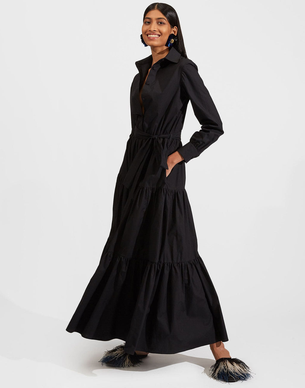 Plain Black Long Dress HLW-0008