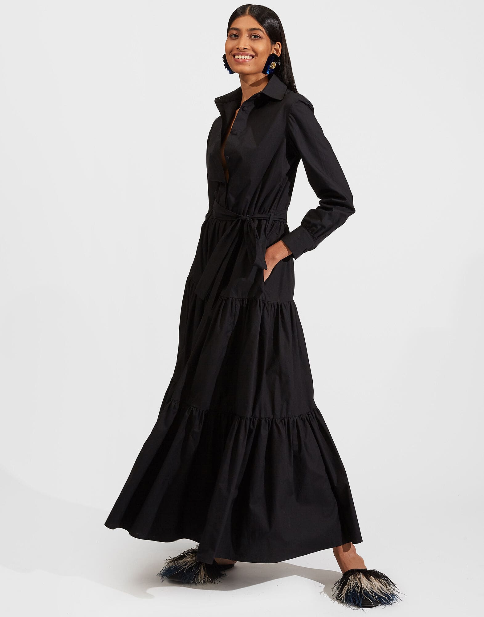 Plain Black Long Dress HLW-0008