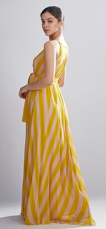 Mustard Stripe Long Dress HWD-0055