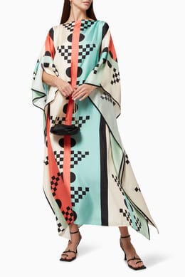 Orange Blue Geometric Kaftan HNK-0028
