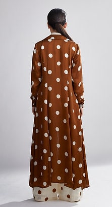 Brown & Cream Polka Dot Dress HWD-0052
