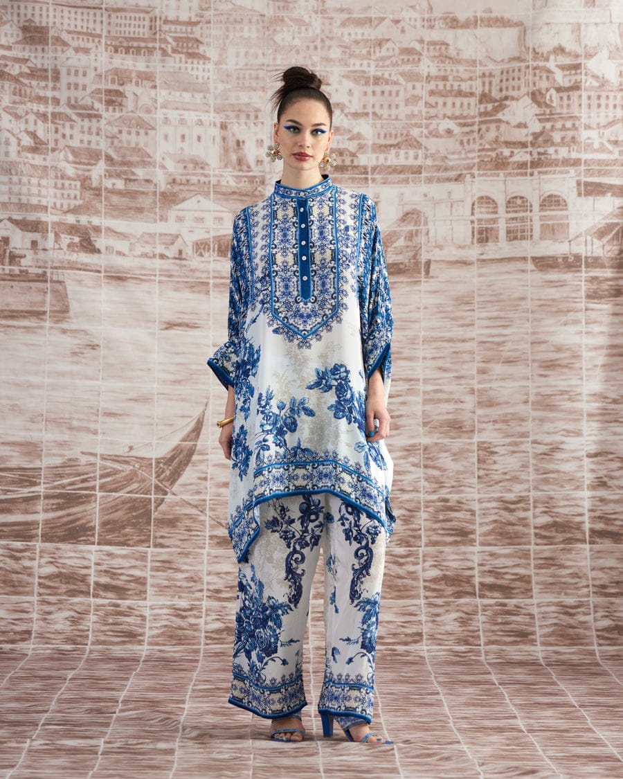 White & Blue Long Set HWB-0006