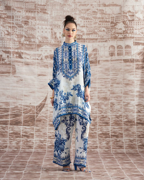 White & Blue Long Set HWB-0006