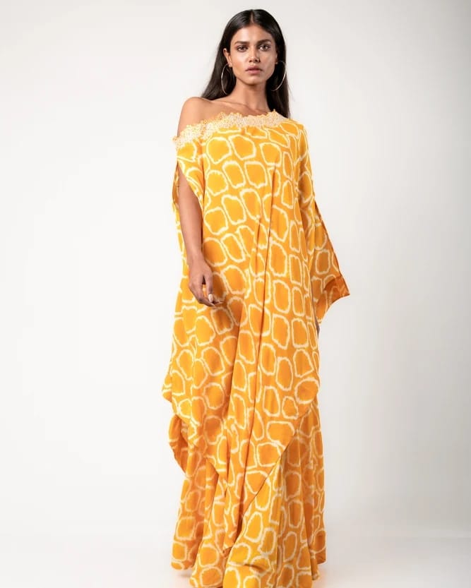 Mustard  Off Sholder Cape With Gharara Set HTD-0001