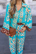 Light Blue Patterned Shirt Suit HCS-0029