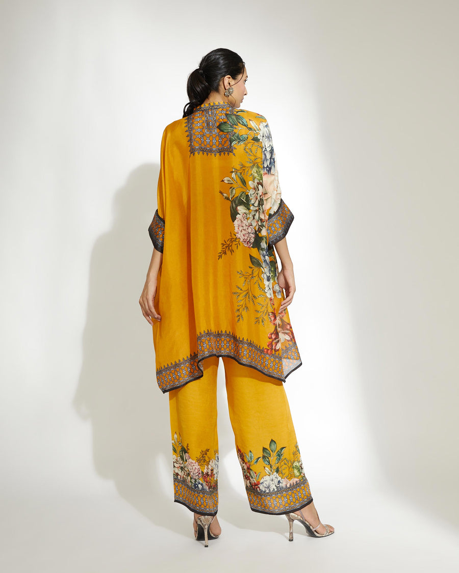 Yellow Floral Shirt Pents Set HED-0028