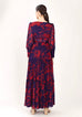 Purple & Red Floral Long Wrap Dress HWD-0056