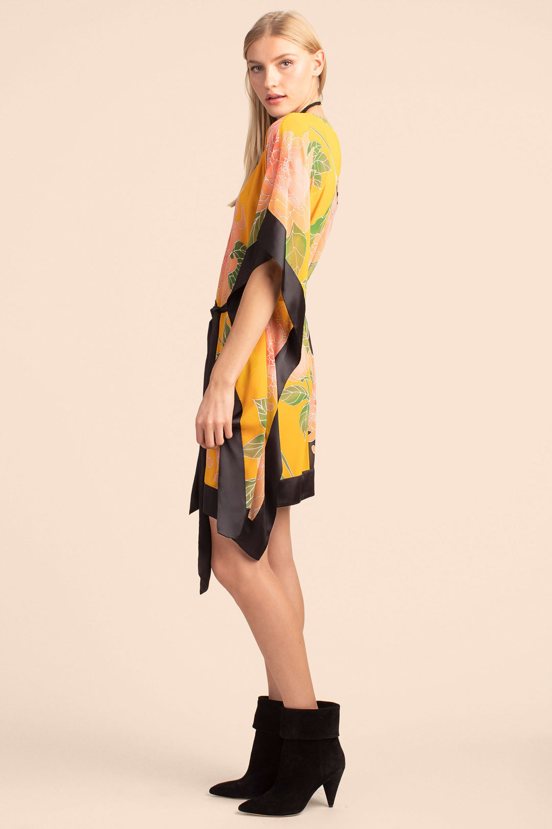 Black & Yellow Floral Kaftan