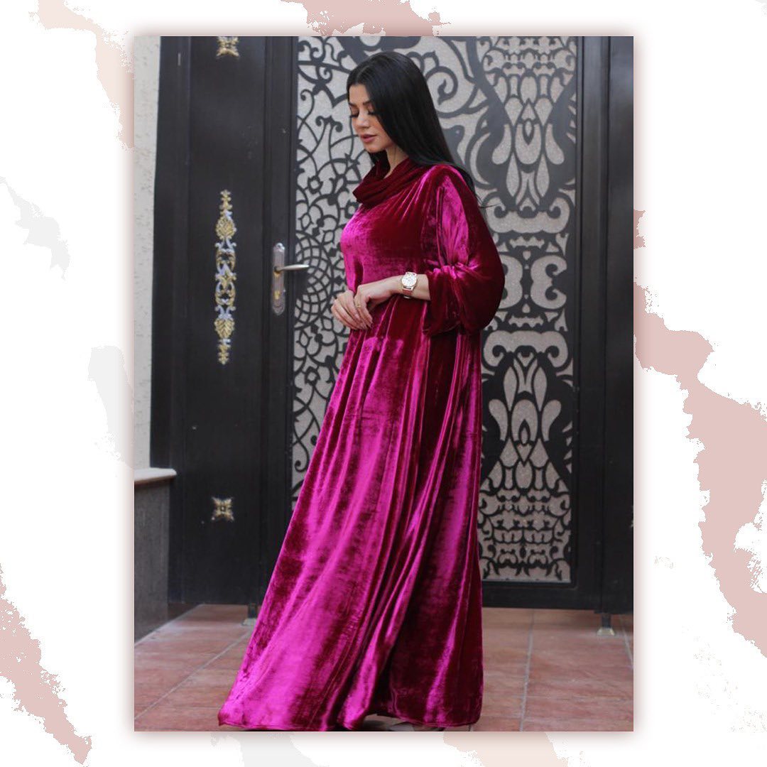 Pink Cowl Neck Velvet Gown HVC-0003
