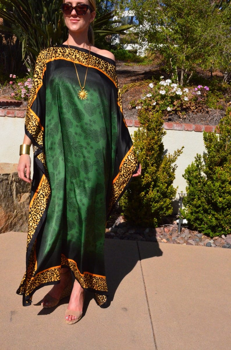 Green Floral Kaftan HSK-0011