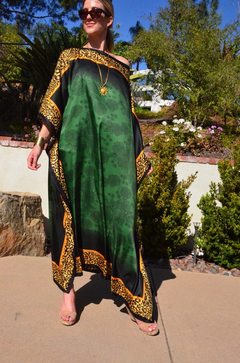 Green Floral Kaftan HSK-0011