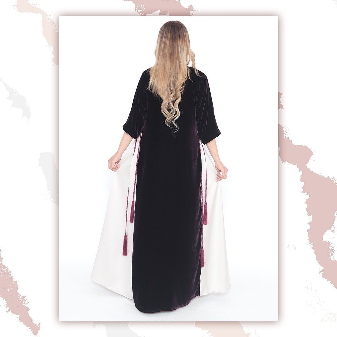 Black & White Velvet Gown HVC-0009