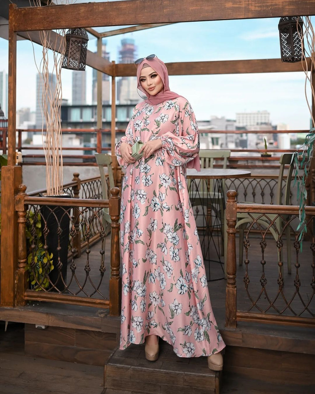 Floral Pink Abaya HAC_0069