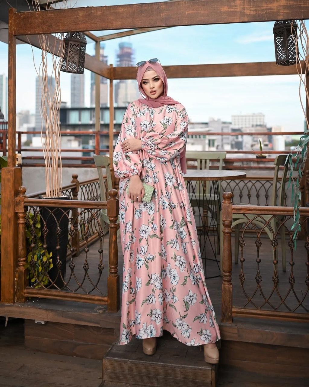 Floral Pink Abaya HAC_0069