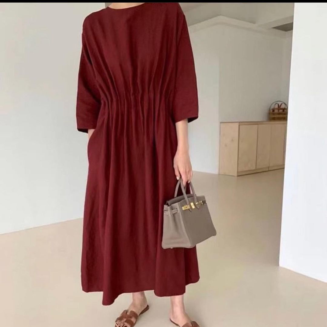 Pleated Plain Kaftan HLK-0061