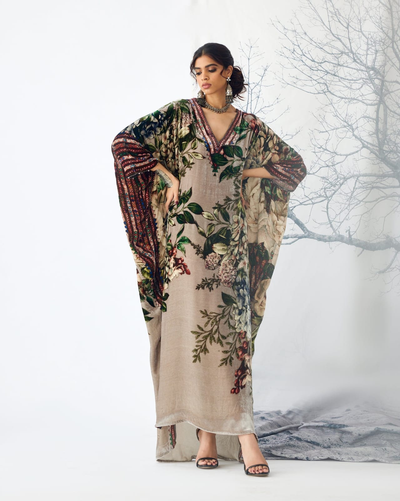 Taupe Velvet Kaftan HVC-0035