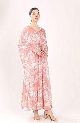 Pink & White Floral Kaftan HLK-0198